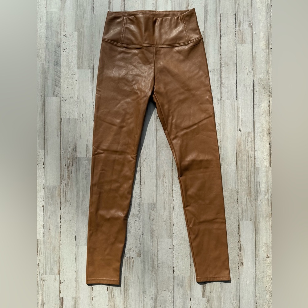 Bagatelle Faux Leather Leggings Brown High Rise Pull On Pants Size Small